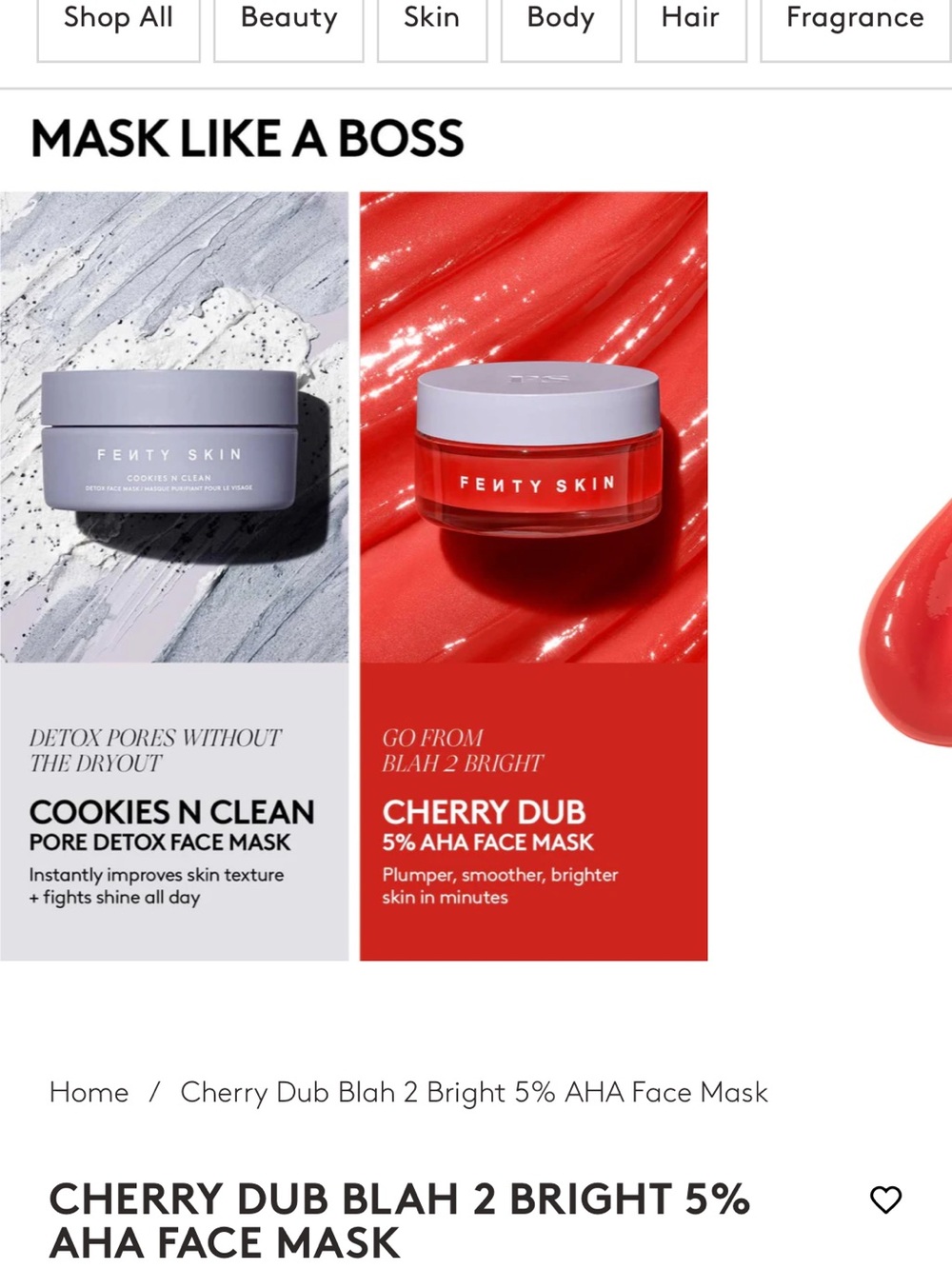 Fenty Beauty Cherry Dub 5% AHA Face Mask - Red